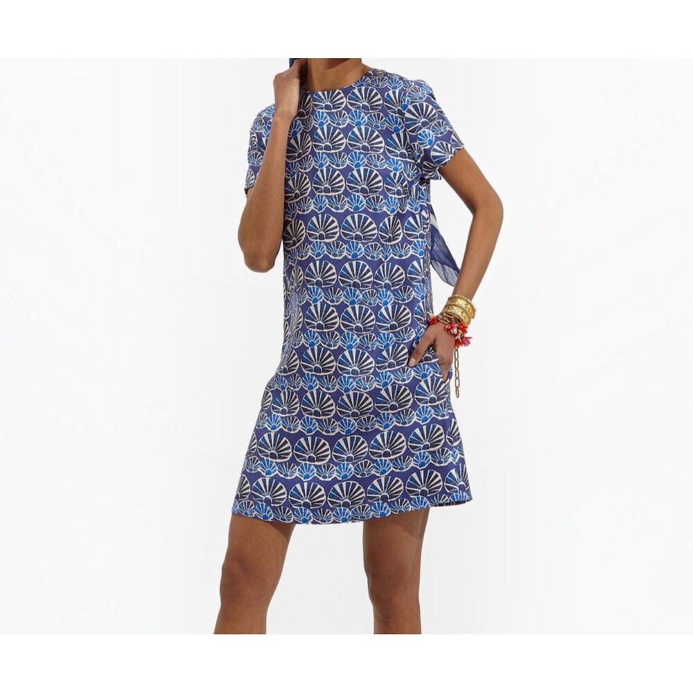 La DoubleJ Conchiglie Mini Swing Dress Small Blue Silk Cocktail Attire Resort
